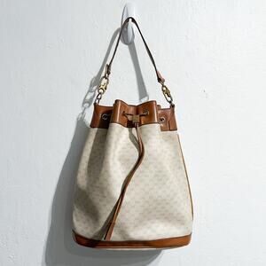 Vintage Gucci Bucket Bag Micro GG Monogram Logo Ivory Cream Brown 80's